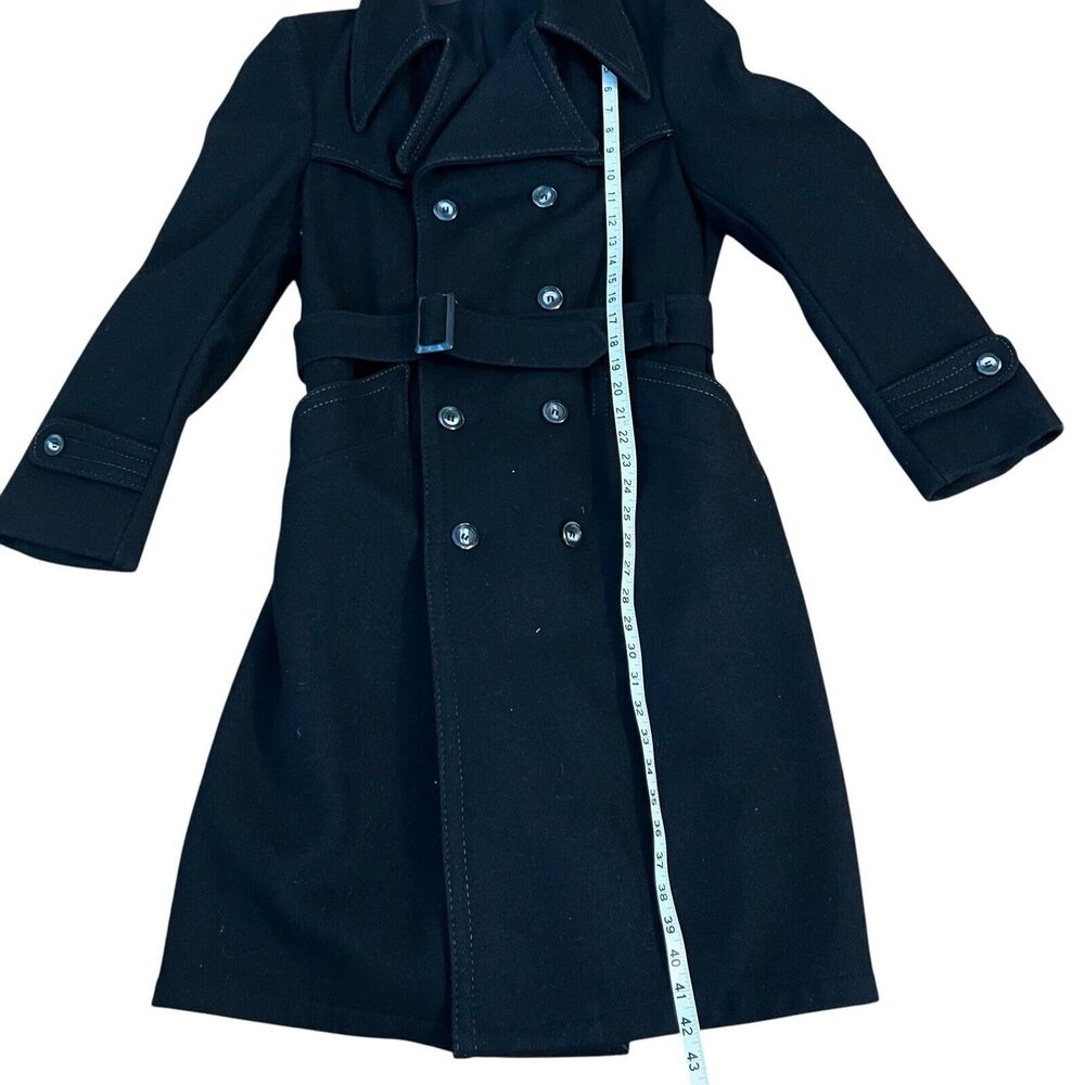 Vintage Esprit By Campus Unisex Black Wool Trench… - image 6